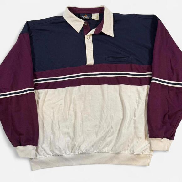 Puritan Rugby Shirt Men’s L/XL Vintage 80s 90s Colorblock Long Sleeve - Picture 4 of 8